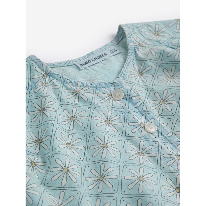 Bobo Choses | Daisy Mosaic All Over Woven Top Light Blue