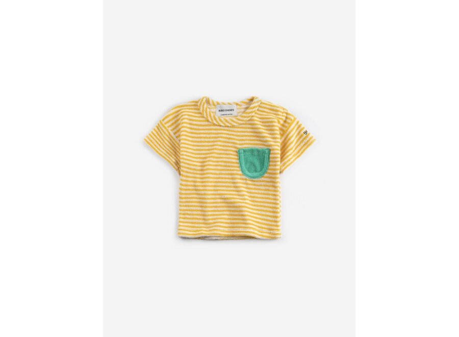 Bobo Choses | Yellow Stripes Terry Cloth Tshirt Yellow