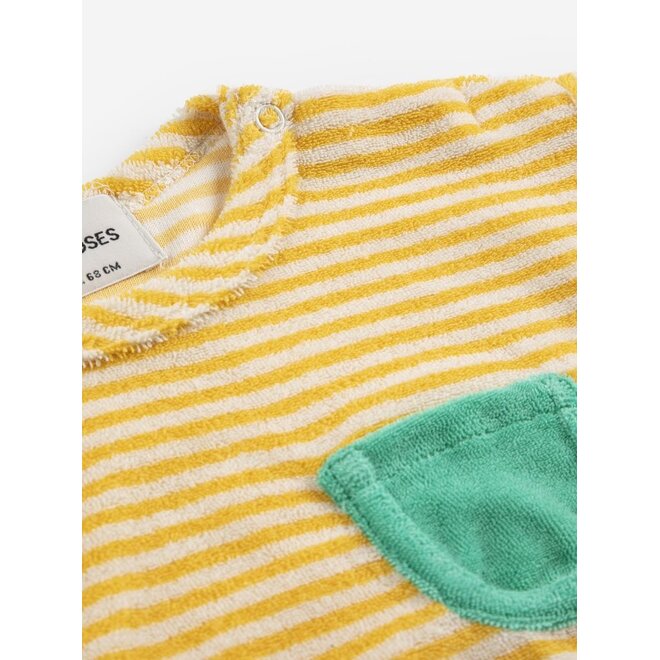 Bobo Choses | Yellow Stripes Terry Cloth Tshirt Yellow