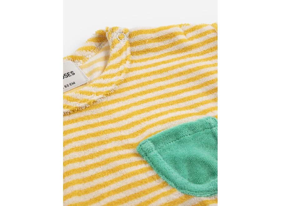 Bobo Choses | Yellow Stripes Terry Cloth Tshirt Yellow