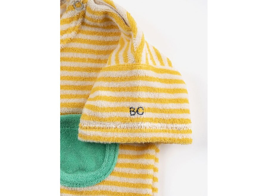 Bobo Choses | Yellow Stripes Terry Cloth Tshirt Yellow