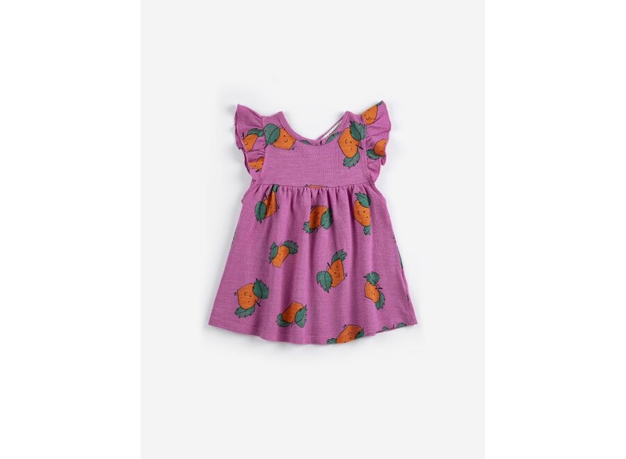 Tangerine All Over Ruffled Dress Fuchsia