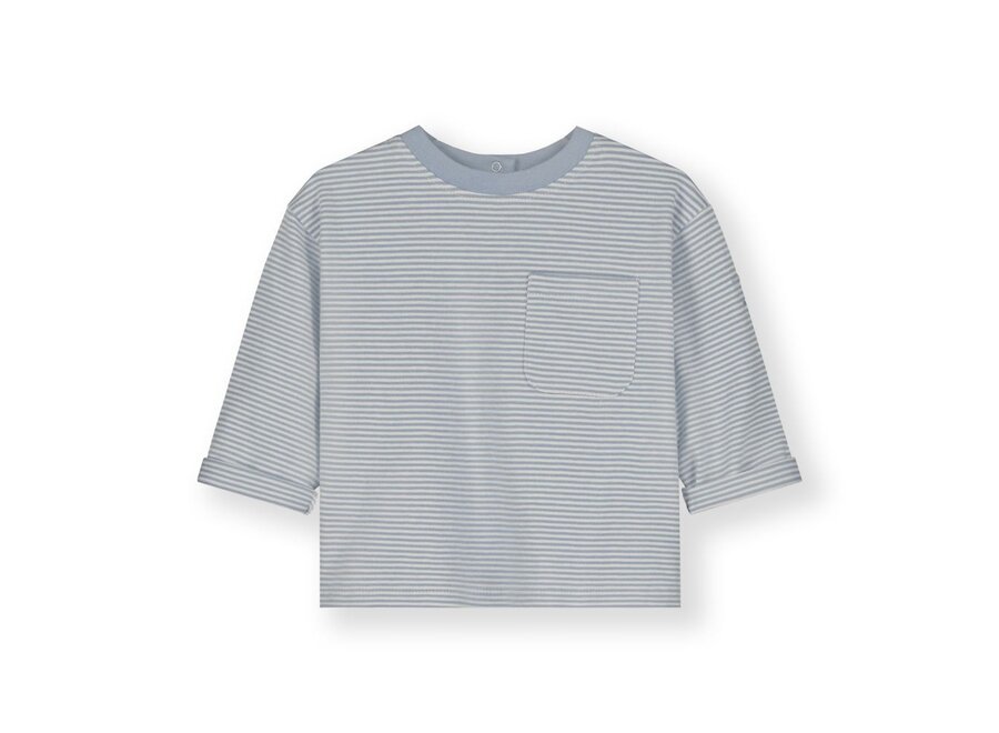 Baby L/S Pocket Tee GOTS Stone Grey / Cream