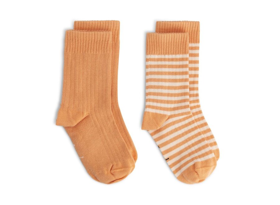 Gray Label | Ribbed Socks GOTS Melon / Cream (2-pack)