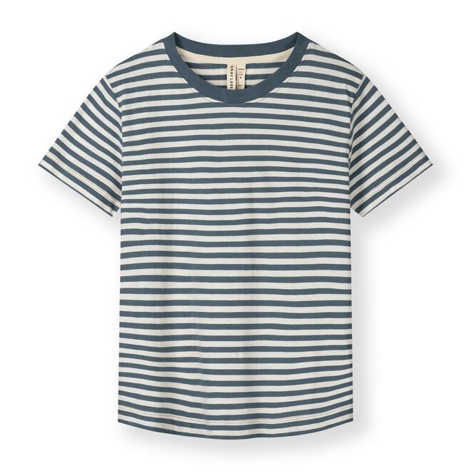Oversized Tee GOTS Blue Grey / Cream