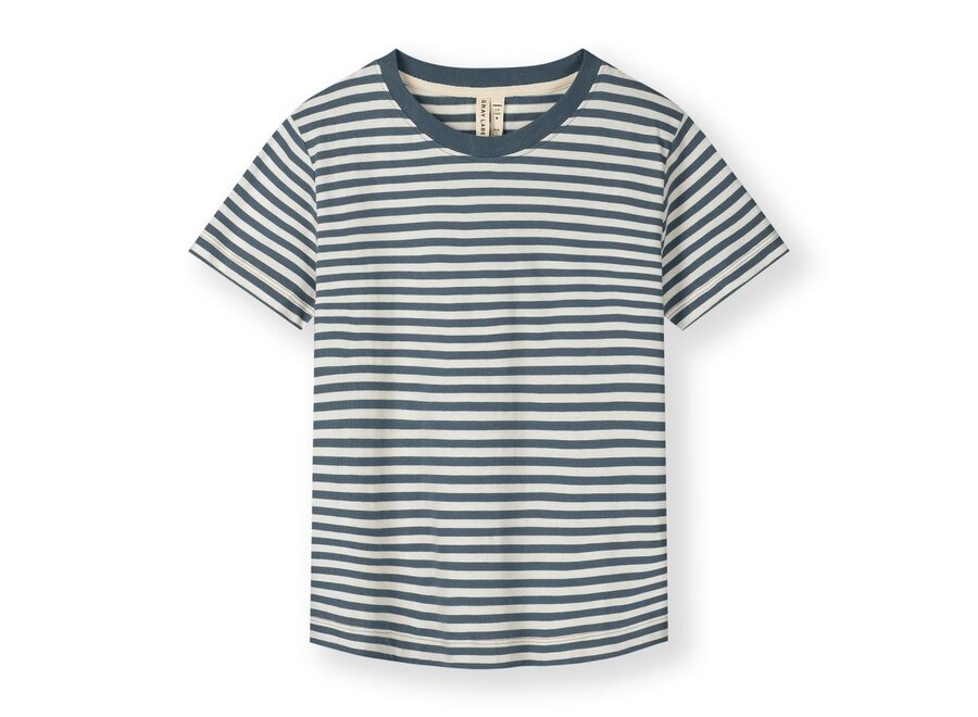 Oversized Tee GOTS Blue Grey / Cream