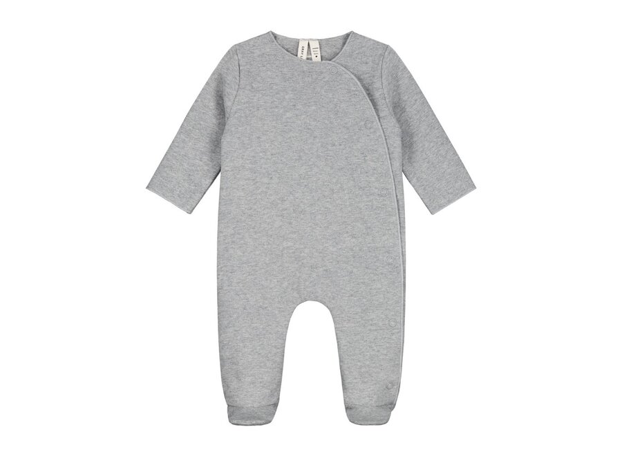Newborn Suit with Snaps GOTS Grey Melange