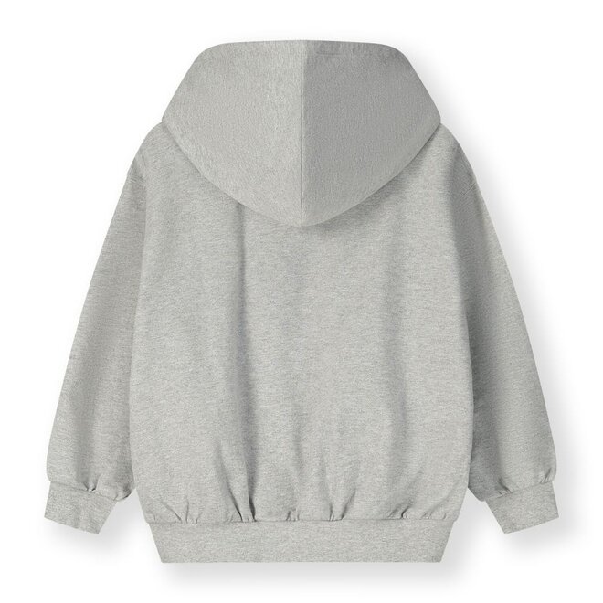 Gray Label | Hooded Cardigan w/ Zip GOTS 15Y Grey Melange / Bright Melon