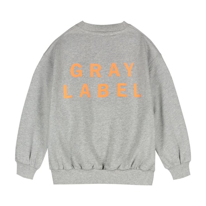 Gray Label | Dropped Shoulder Sweater GOTS 15Y Grey Melange / Bright Melon