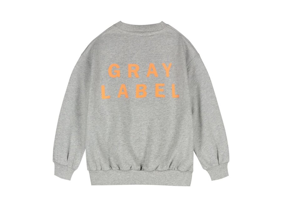 Gray Label | Dropped Shoulder Sweater GOTS 15Y Grey Melange / Bright Melon