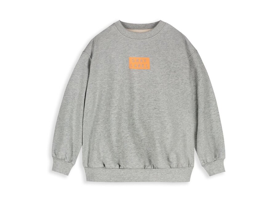Gray Label | Dropped Shoulder Sweater GOTS 15Y Grey Melange / Bright Melon