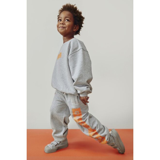 Gray Label | Dropped Shoulder Sweater GOTS 15Y Grey Melange / Bright Melon