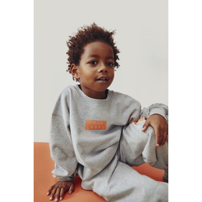 Gray Label | Dropped Shoulder Sweater GOTS 15Y Grey Melange / Bright Melon