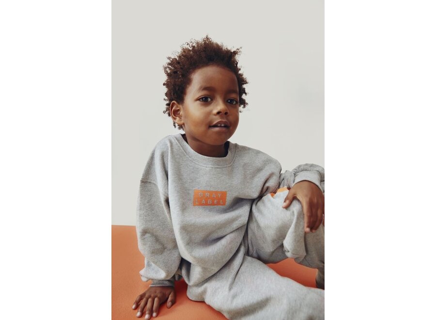 Gray Label | Dropped Shoulder Sweater GOTS 15Y Grey Melange / Bright Melon
