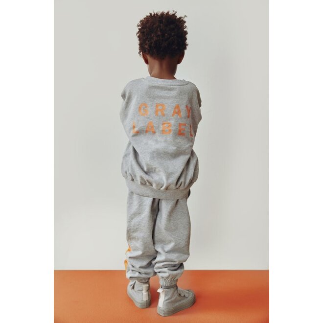 Gray Label | Dropped Shoulder Sweater GOTS 15Y Grey Melange / Bright Melon