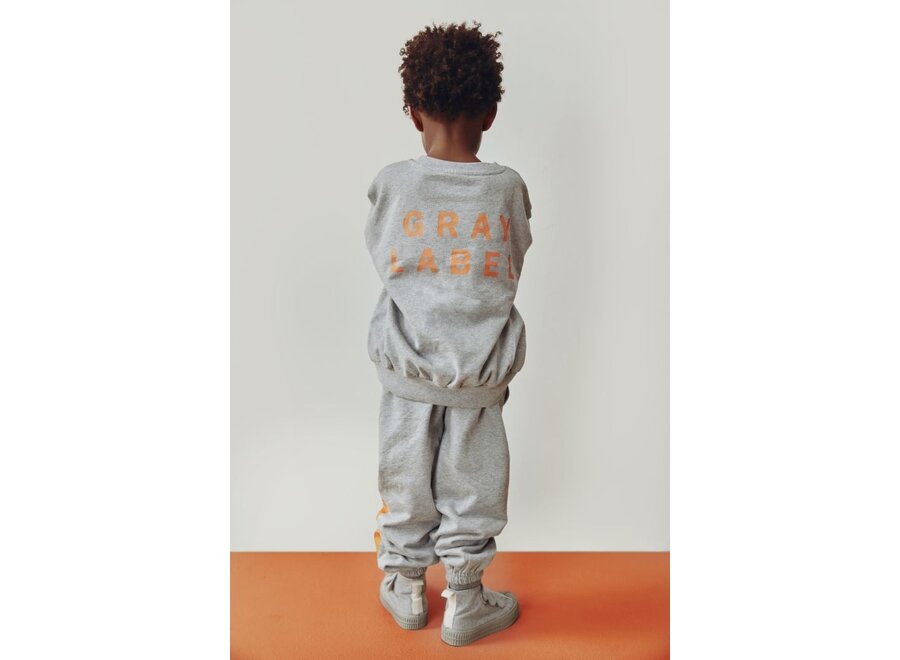Gray Label | Dropped Shoulder Sweater GOTS 15Y Grey Melange / Bright Melon