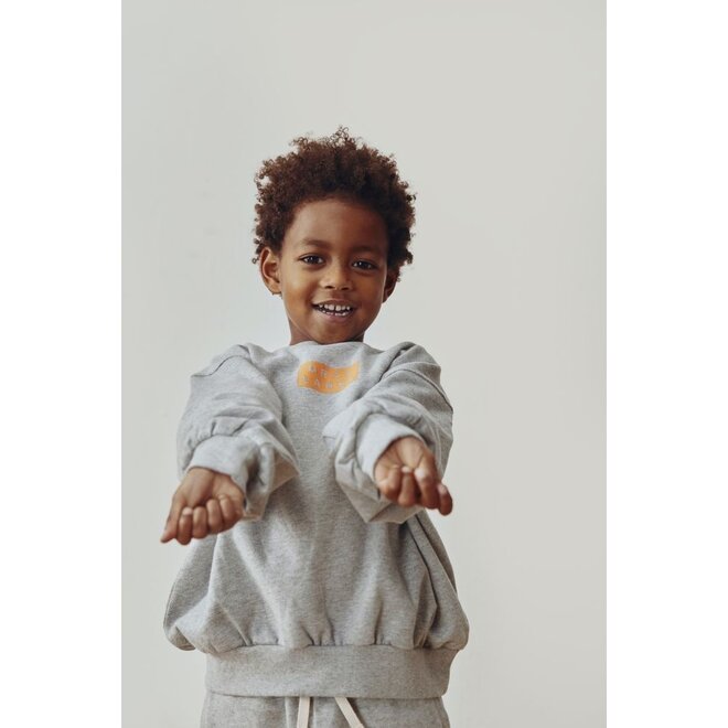 Gray Label | Dropped Shoulder Sweater GOTS 15Y Grey Melange / Bright Melon