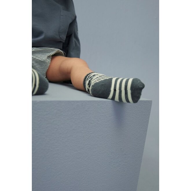 Gray Label | Ribbed Socks GOTS 2-pack Blue Grey / Cream