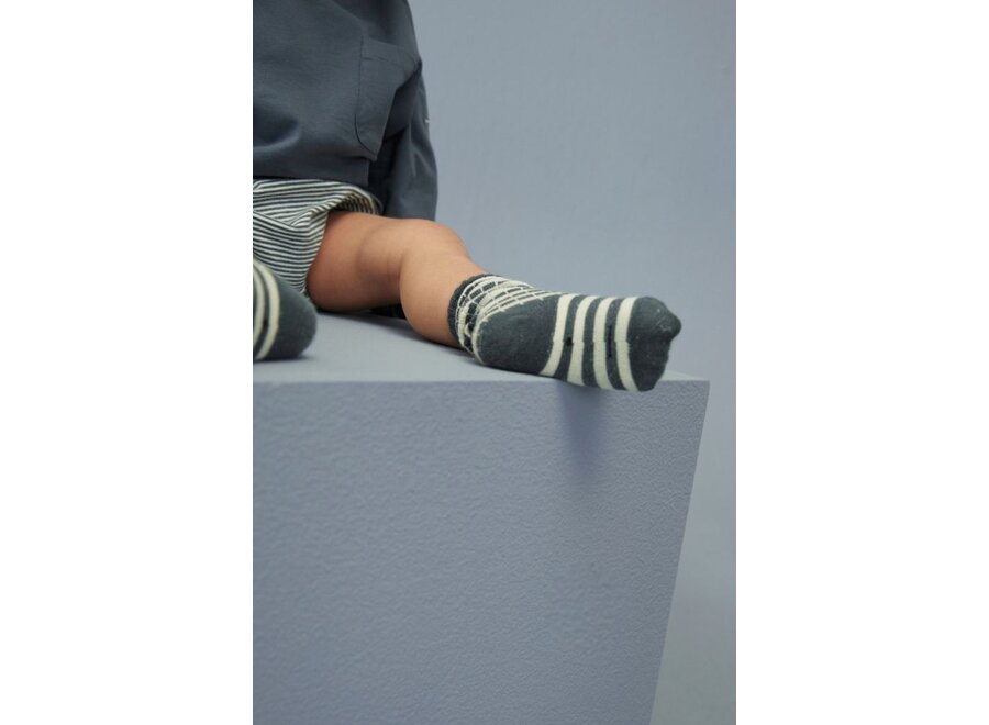 Gray Label | Ribbed Socks GOTS 2-pack Blue Grey / Cream