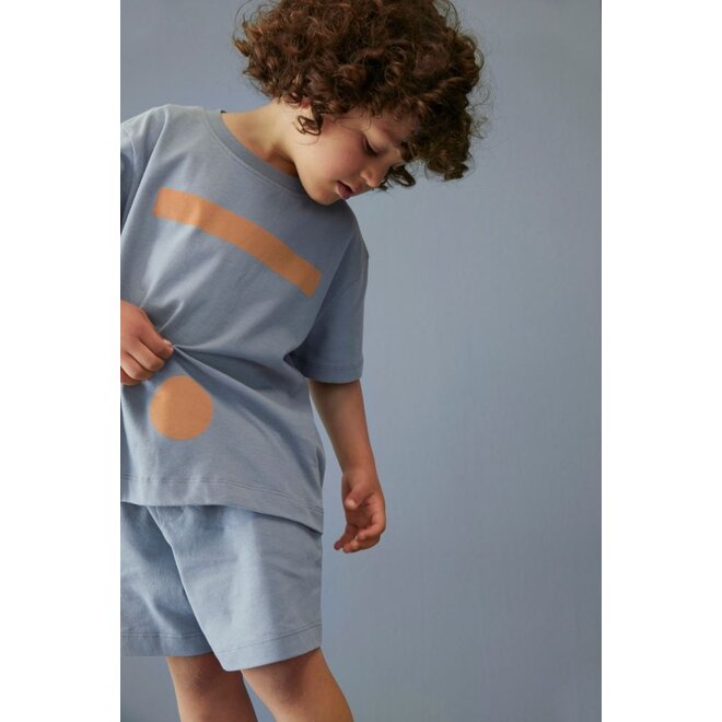 Oversized Tee w/ Logo GOTS Stone Grey / Melon