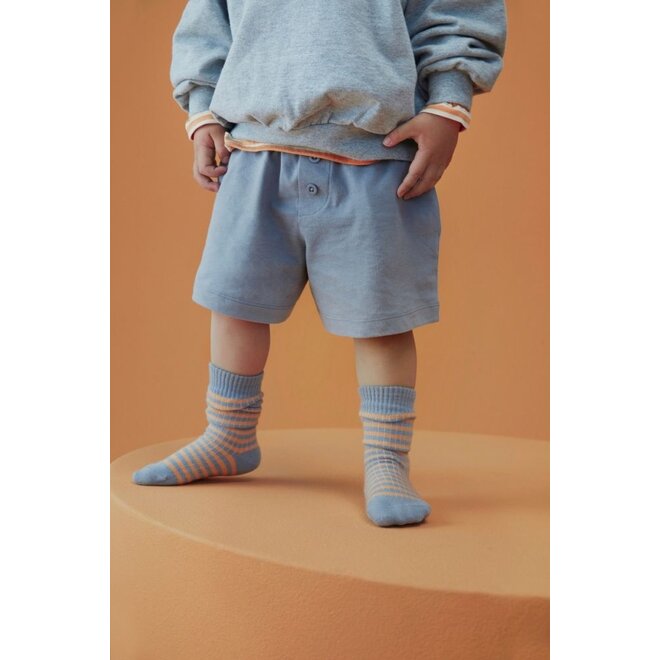 Gray Label | Long Ribbed Socks GOTS Stone Grey / Melon