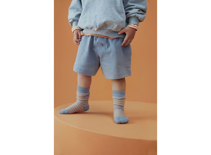 Gray Label | Long Ribbed Socks GOTS Stone Grey / Melon