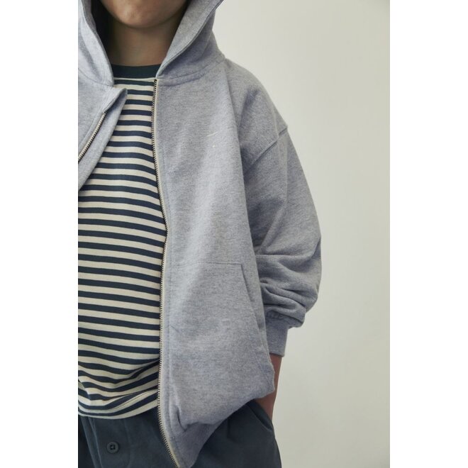 Gray Label | Hooded Cardigan with Zip GOTS Grey Melange