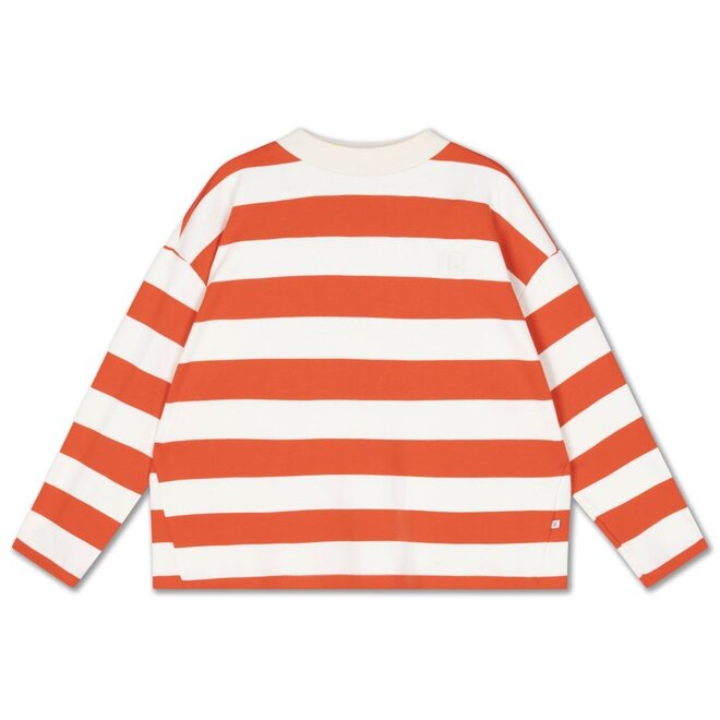 Boxy Sweater Flame Red Block Stripe
