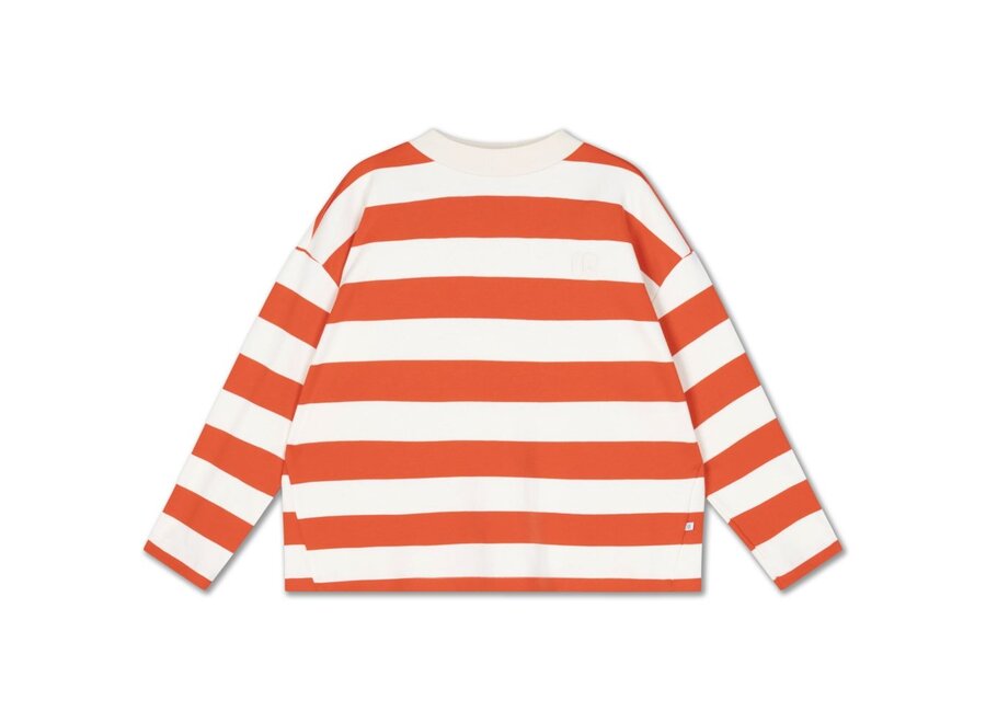 Boxy Sweater Flame Red Block Stripe