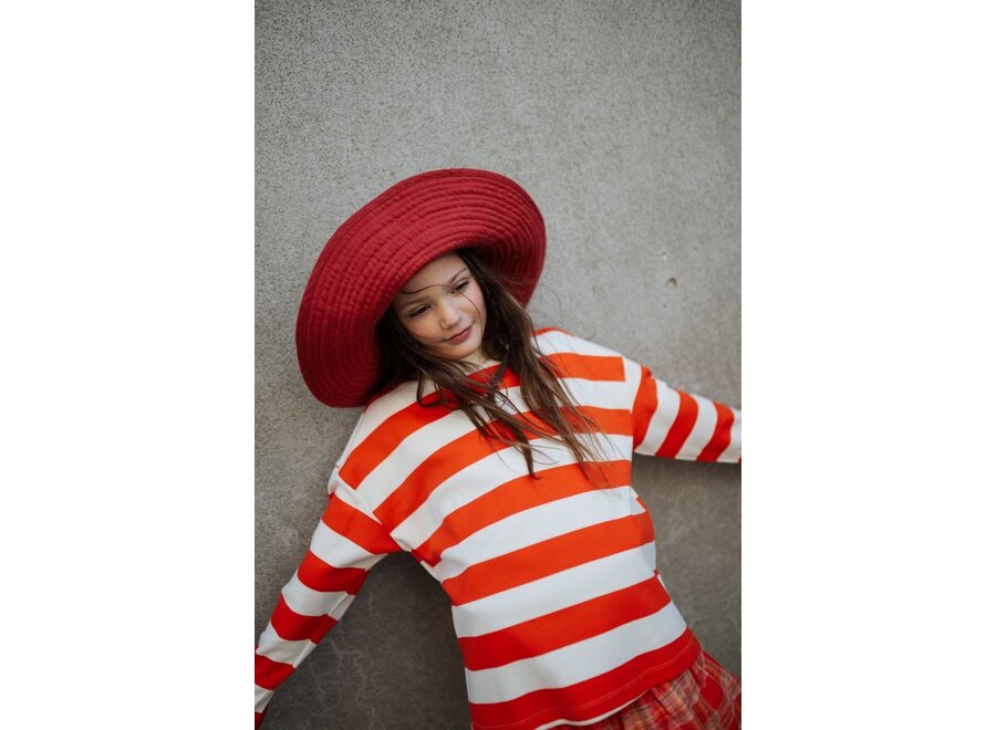 Repose ams | Boxy Sweater Flame Red Block Stripe