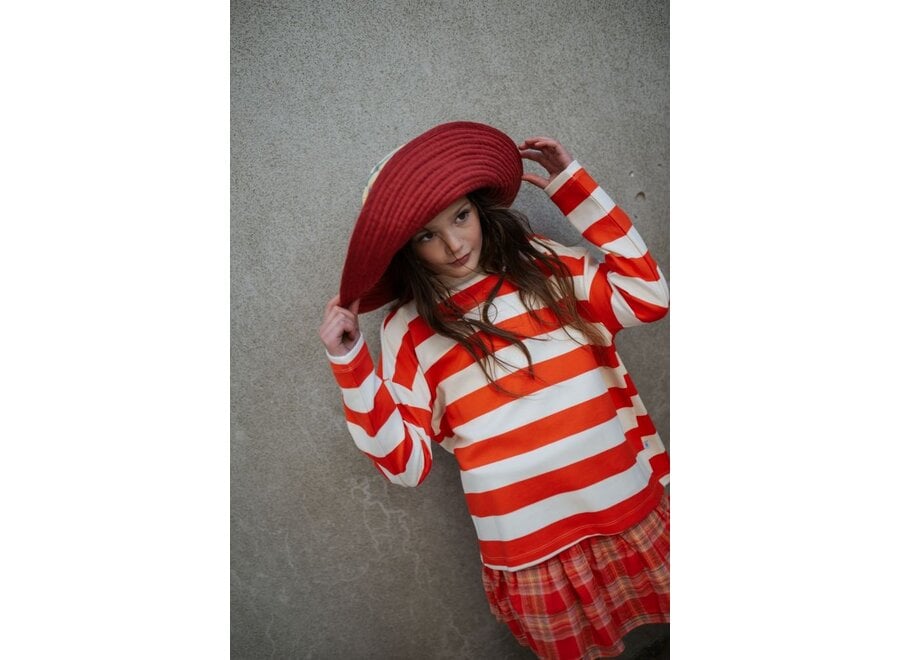 Repose ams | Boxy Sweater Flame Red Block Stripe