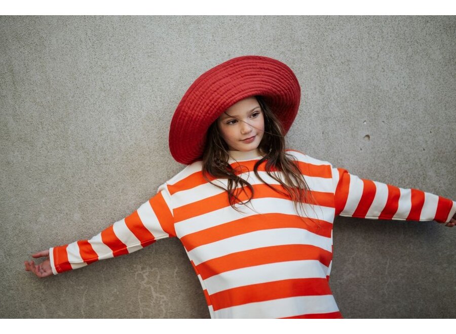 Repose ams | Boxy Sweater Flame Red Block Stripe