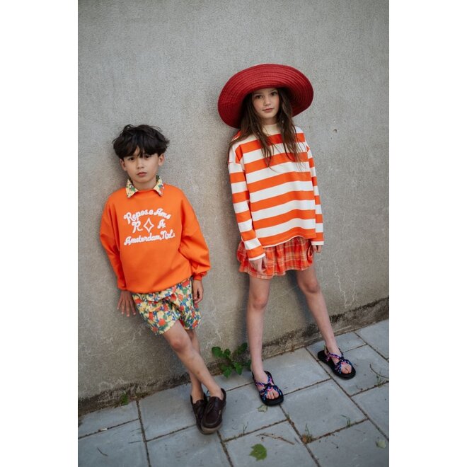 Repose ams | Boxy Sweater Flame Red Block Stripe