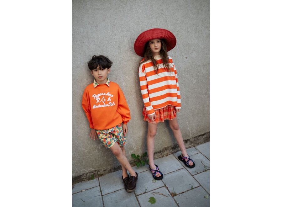 Repose ams | Boxy Sweater Flame Red Block Stripe