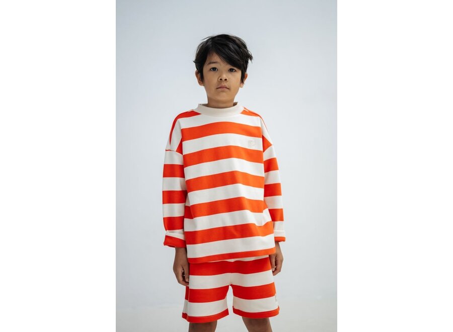 Repose ams | Boxy Sweater Flame Red Block Stripe