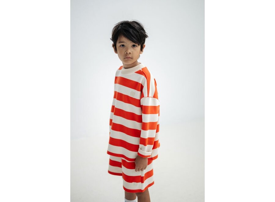 Repose ams | Boxy Sweater Flame Red Block Stripe