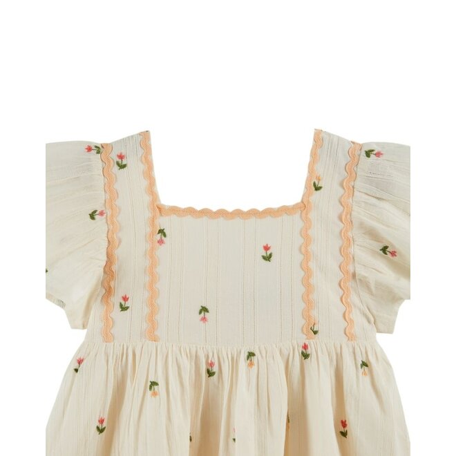 Emile et Ida | All Over Embroidered Jurk Creme