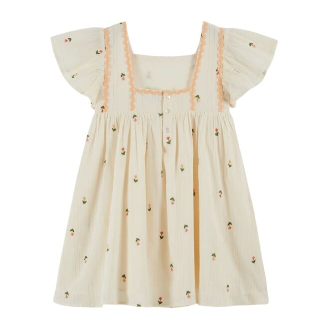 Emile et Ida | All Over Embroidered Jurk Creme