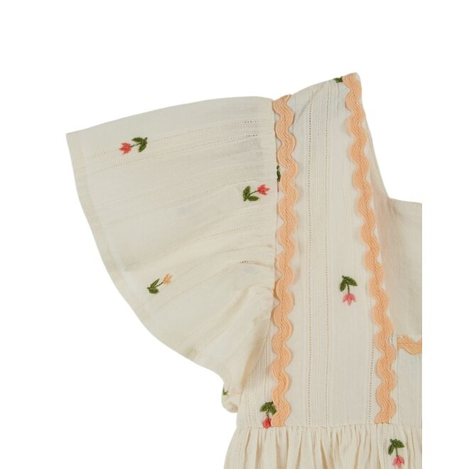 Emile et Ida | All Over Embroidered Jurk Creme