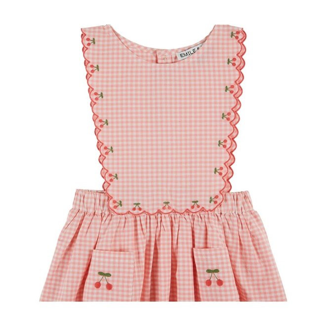 Emile et Ida | Cherry Embroidered Apron Jurk Vivi