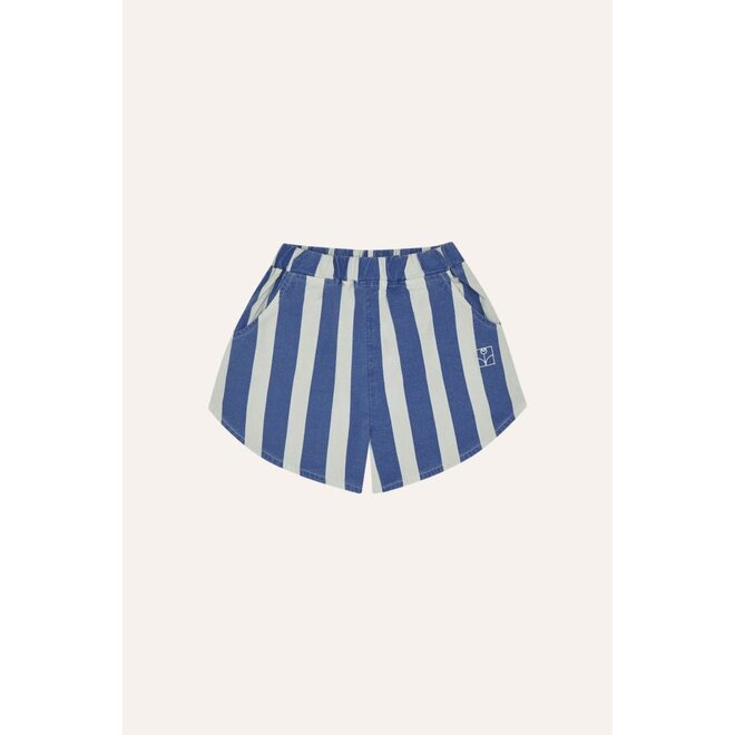The Campamento | Blue Stripes Washed Shorts Blue