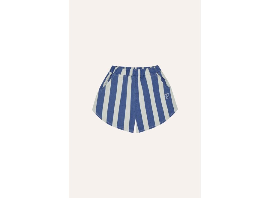 Blue Stripes Washed Shorts Blue