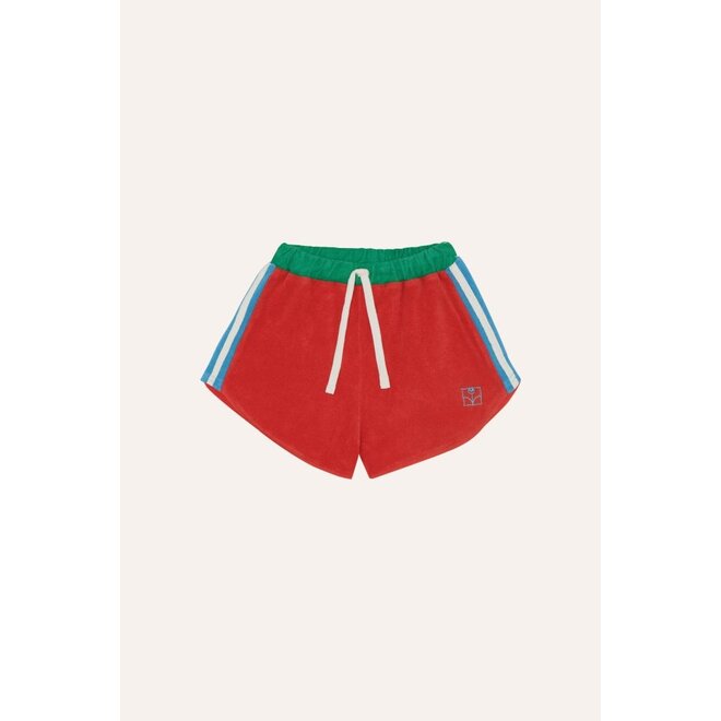 Red Color Block Shorts Red