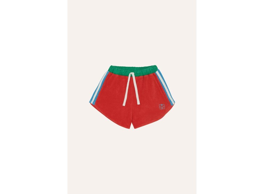 Red Color Block Shorts Red