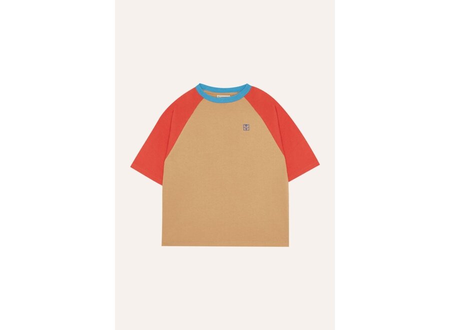 Color Block Red Tshirt Camel