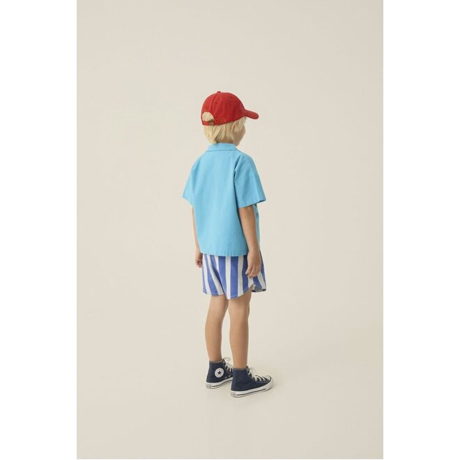 The Campamento | Blue Stripes Washed Shorts Blue