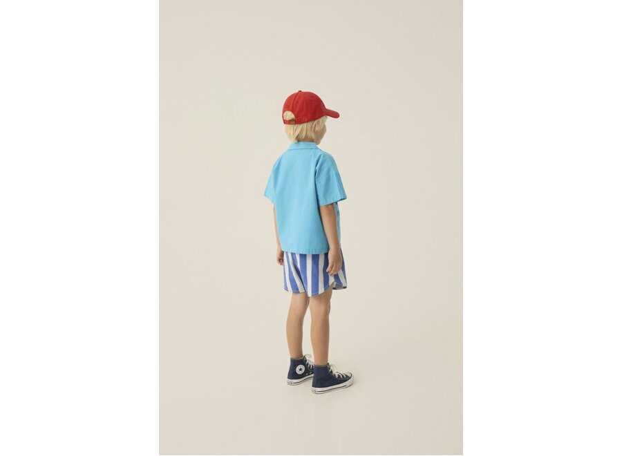 The Campamento | Blue Stripes Washed Shorts Blue