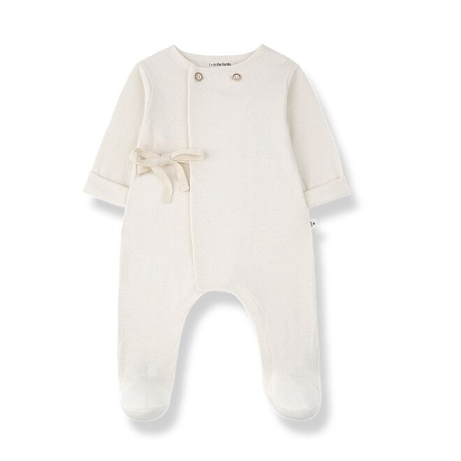 Baptiste Bow Jumpsuit with Feet Ecru