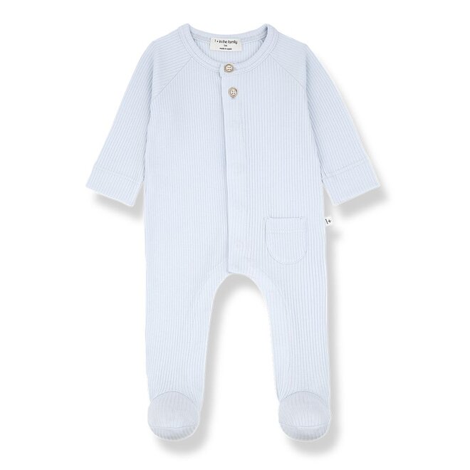 1+ in the family | Pau Jumpsuit W/Feet Misty-Blue