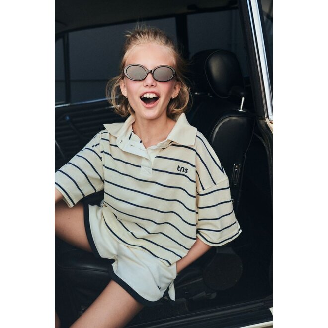 The New Society | Acacia Teen Polo Ecru Stripes